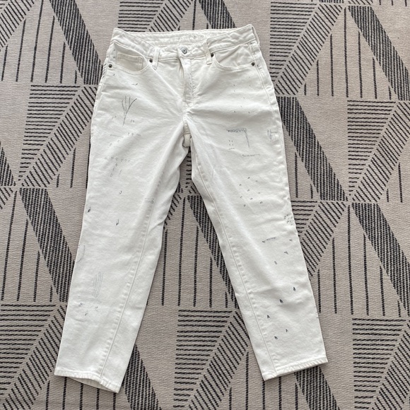 👀🤩High Waist OG Straight Paint Splatter White Ankle Jeans - Picture 2 of 9